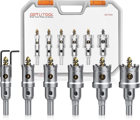 GETLITOOL 6Pcs TCT Hole Saw Drill Bit Set (16-32mm), Heavy-Duty Tungsten Carbide Kit with L-Wrenches & Storage Box for Stainless Steel, Hard Metal, Plastic, Cuts Metal Materials up to 25mm Thickness in Saudi Arabia