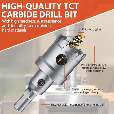 GETLITOOL 6Pcs TCT Hole Saw Drill Bit Set (16-32mm), Heavy-Duty Tungsten Carbide Kit with L-Wrenches & Storage Box for Stainless Steel, Hard Metal, Plastic, Cuts Metal Materials up to 25mm Thickness in Saudi Arabia