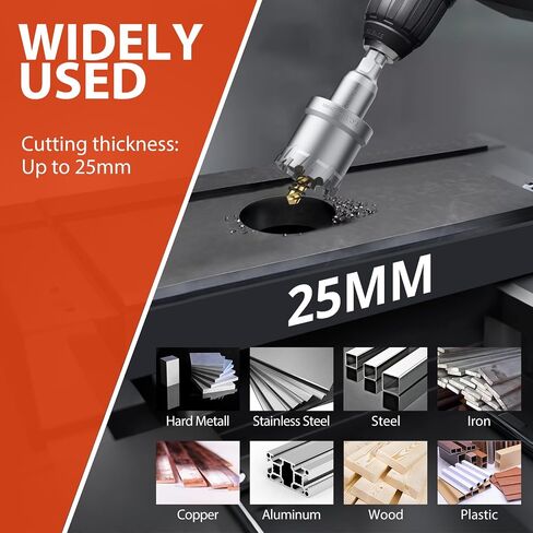 GETLITOOL 6Pcs TCT Hole Saw Drill Bit Set (16-32mm), Heavy-Duty Tungsten Carbide Kit with L-Wrenches & Storage Box for Stainless Steel, Hard Metal, Plastic, Cuts Metal Materials up to 25mm Thickness in Saudi Arabia