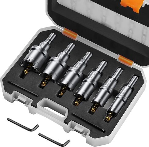GETLITOOL 6Pcs TCT Hole Saw Drill Bit Set (16-32mm), Heavy-Duty Tungsten Carbide Kit with L-Wrenches & Storage Box for Stainless Steel, Hard Metal, Plastic, Cuts Metal Materials up to 25mm Thickness in Saudi Arabia