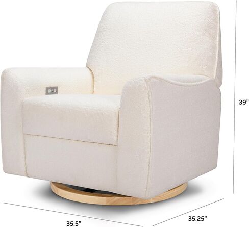أعمال الحضانة الخاصة بمقعد Babyletto Sunday Power والطائرة الشراعية الدوارة في Chai Shearling، الحاصلة على شهادة Greenguard Gold وCertiPUR-US® in Kuwait