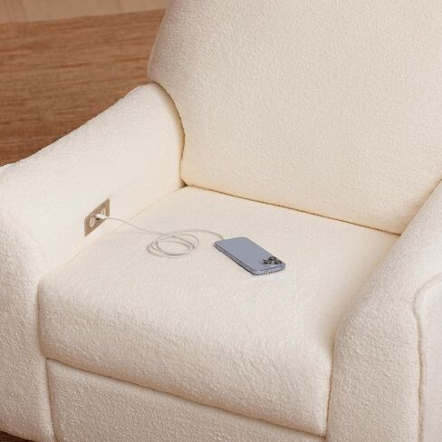 أعمال الحضانة الخاصة بمقعد Babyletto Sunday Power والطائرة الشراعية الدوارة في Chai Shearling، الحاصلة على شهادة Greenguard Gold وCertiPUR-US® in Kuwait