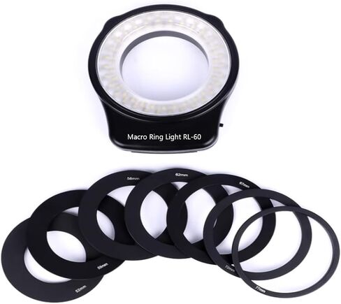 Photography Fill Light, Macro Flash: Suitable for Close-up Shooting of Still Life, Jewelry, Oral Dentistry, Insects, etc. (Ring Light + 62mm Adapter Ring) in Saudi Arabia