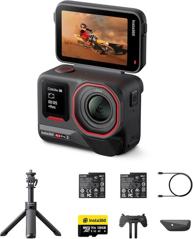 Insta360 Ace Pro 2 Get-Set Bundle- 8K Waterproof Action Camera Co-Engineered with Leica, 1/1.3" Sensor, Dual AI Chip, Leading Low Light, Superior Audio, Flip Screen & AI Editing, Dual Battery in Saudi Arabia