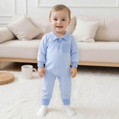 الوليد بيبي بوي ملابس الشتاء طويلة الأكمام التلبيب بذلة طوق منقوشة رومبير Playsuit الرضع طفل رضيع الخريف الزي in Kuwait