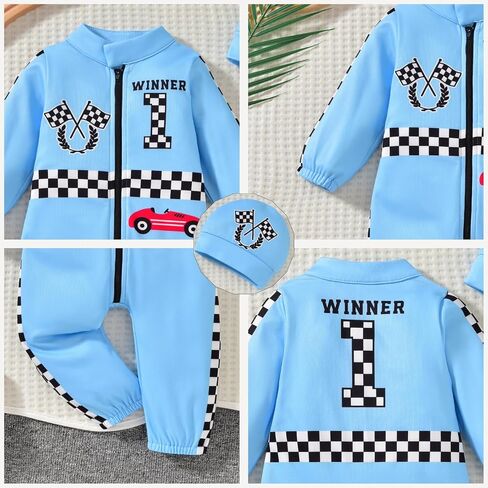 0-24 Months Baby Boy Romper Race Car Outfit Infant Long Sleeves Zipper Jumpsuit in Saudi Arabia