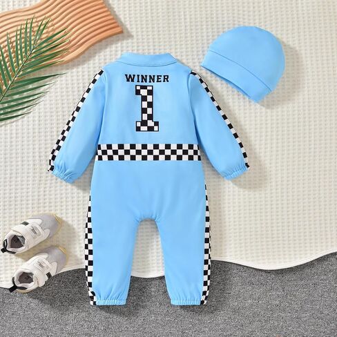0-24 Months Baby Boy Romper Race Car Outfit Infant Long Sleeves Zipper Jumpsuit in Saudi Arabia
