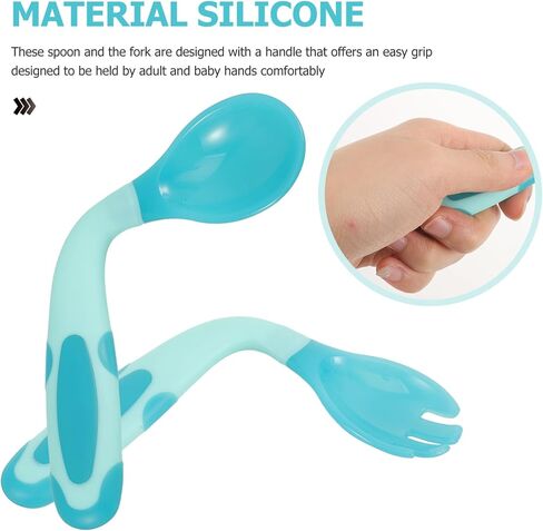 Boy Girl Feeding Utensils Boy Girl Fork and Spoon Training Spoon Forks Silverware for for Self-feeding Scoop Accessories in Saudi Arabia