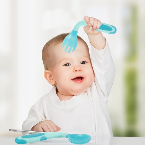 Boy Girl Feeding Utensils Boy Girl Fork and Spoon Training Spoon Forks Silverware for for Self-feeding Scoop Accessories in Saudi Arabia