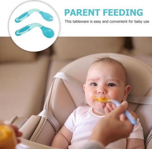 Boy Girl Feeding Utensils Boy Girl Fork and Spoon Training Spoon Forks Silverware for for Self-feeding Scoop Accessories in Saudi Arabia