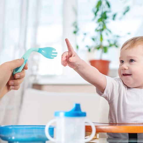 Boy Girl Feeding Utensils Boy Girl Fork and Spoon Training Spoon Forks Silverware for for Self-feeding Scoop Accessories in Saudi Arabia
