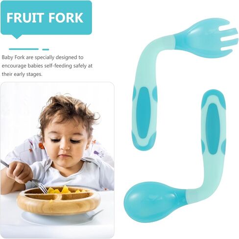 Boy Girl Feeding Utensils Boy Girl Fork and Spoon Training Spoon Forks Silverware for for Self-feeding Scoop Accessories in Saudi Arabia