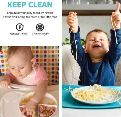 Boy Girl Feeding Utensils Boy Girl Fork and Spoon Training Spoon Forks Silverware for for Self-feeding Scoop Accessories in Saudi Arabia