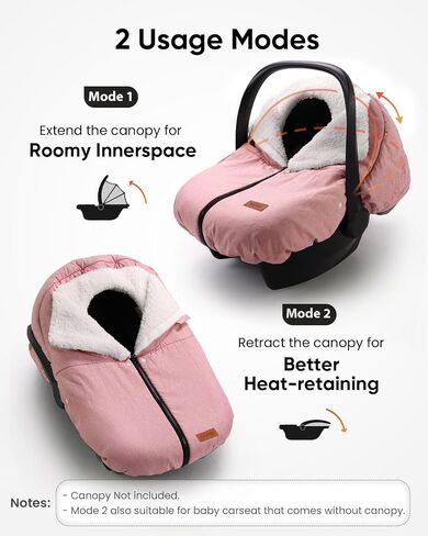 Winter Car Seat Cover for Baby Car Seat and Stroller, Cold Weather Infant Carseat Canopy, Waterproof and Easy Access, Protect Baby Boys Girls from Cold Wind (Black) in Saudi Arabia