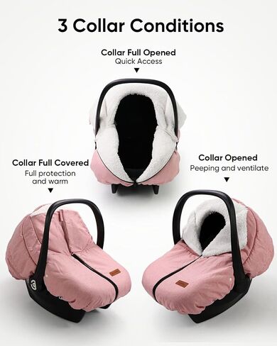 Winter Car Seat Cover for Baby Car Seat and Stroller, Cold Weather Infant Carseat Canopy, Waterproof and Easy Access, Protect Baby Boys Girls from Cold Wind (Black) in Saudi Arabia