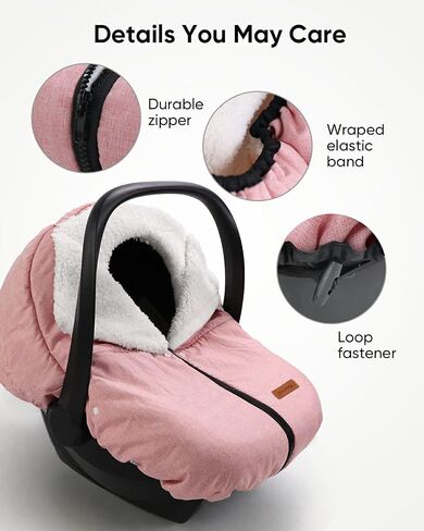Winter Car Seat Cover for Baby Car Seat and Stroller, Cold Weather Infant Carseat Canopy, Waterproof and Easy Access, Protect Baby Boys Girls from Cold Wind (Black) in Saudi Arabia