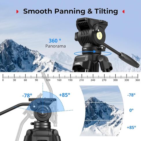 SmallRig 73 بوصة/186 سم حامل فيديو ثلاثي من سبائك الألومنيوم عالي التحمل + مجموعة تركيز لاسلكية صغيرة الحجم (Lite) in Kuwait