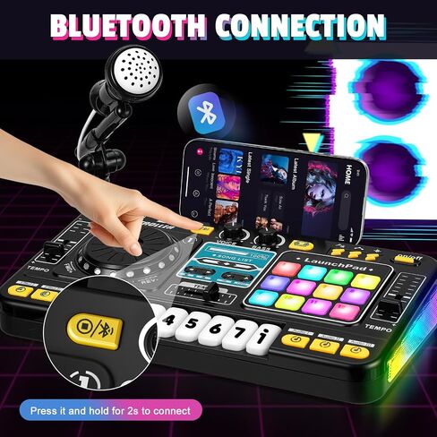 DJ Mixer for Kids, Toddler DJ Mixing Table with DJ Turntable, Game Mode, Light & Speed Control and Microphone, Gifts for 3 4 5 6 Years Old Boys Girls - Kid DJ Mixer Set in Kuwait