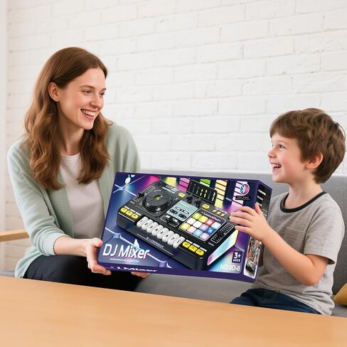 DJ Mixer for Kids, Toddler DJ Mixing Table with DJ Turntable, Game Mode, Light & Speed Control and Microphone, Gifts for 3 4 5 6 Years Old Boys Girls - Kid DJ Mixer Set in Kuwait