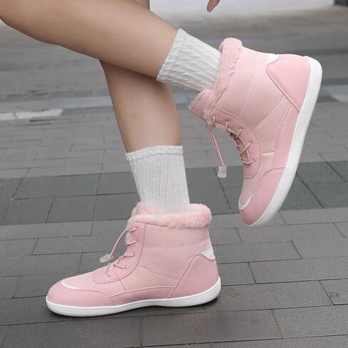 SECHRITE Womens Winter Barefoot Boots Wide Toe Box High-Top Warm Snow Boots Water Resistant Minimalist Ankle Booties Shoes Zero Drop Sole Outdoor Hiking Walking Shoes in Saudi Arabia
