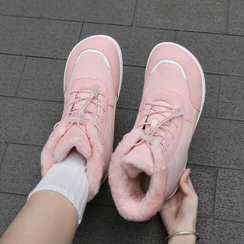 SECHRITE Womens Winter Barefoot Boots Wide Toe Box High-Top Warm Snow Boots Water Resistant Minimalist Ankle Booties Shoes Zero Drop Sole Outdoor Hiking Walking Shoes in Saudi Arabia