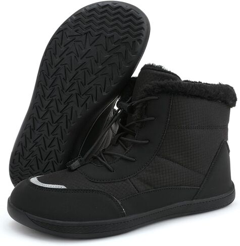 SECHRITE Womens Winter Barefoot Boots Wide Toe Box High-Top Warm Snow Boots Water Resistant Minimalist Ankle Booties Shoes Zero Drop Sole Outdoor Hiking Walking Shoes in Saudi Arabia