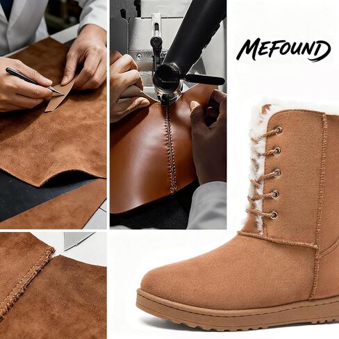 Women's Mid-Calf Boots Fur Lined Warm Winter Boots Cute Lace up Womens Snow Boot for the Cold in Kuwait