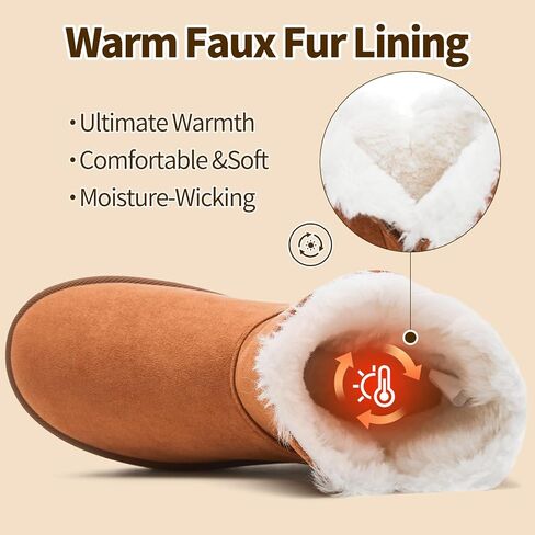 THATXUAOV Womens Ankle Winter Boots, Anti-Slip Suede Mini Boot For Women,Side Zipper Platform Slip On Snow Boots With Fur Lining in Saudi Arabia