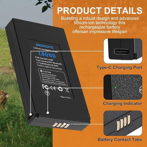 2-Pack Lithium Battery E8P Replacement Battery for GardePro Trail Camera E6P, E6PCF, E6PMB, E8P, E8PMB, E8PWF, X60P, X60PMB, L1000D, LN800 (2 Batteries) in Saudi Arabia
