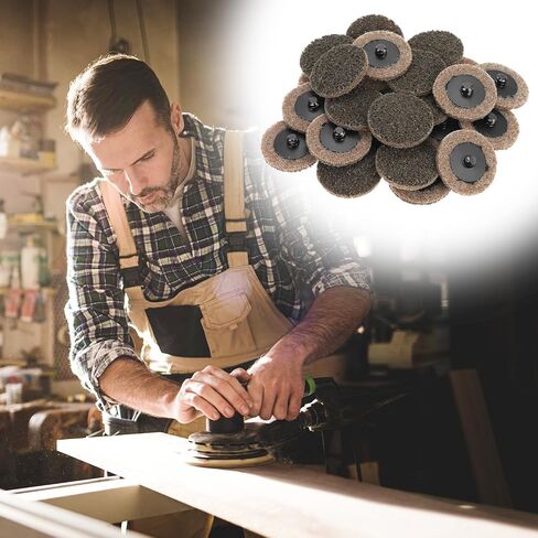 QWORK Surface Conditioning Quick Change Discs, 25 Pcs 2 Inch Brown Coarse Tan Prep Pad, Universal Male Type-R for Multi-Material Use in Saudi Arabia