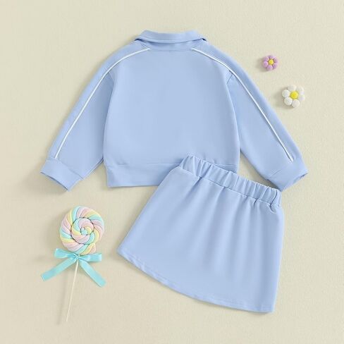 Fernvia Toddelr Kids Baby Girl Fall Clothes 2T 3T 4T 5T Half Zip-up Long Sleeve Pullover A-line Skirt Winter Sweat Outfits in Saudi Arabia