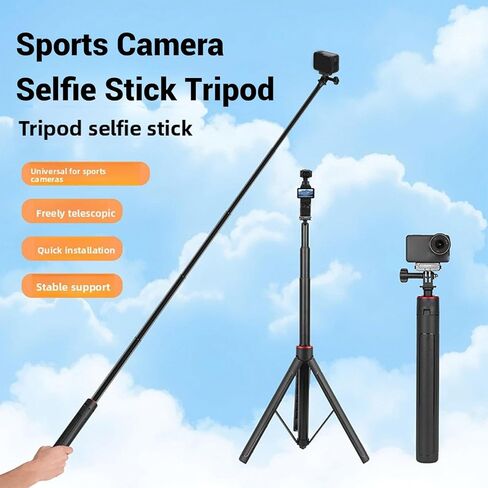 Keenso Action Camera Tripod Extendable Selfie Stick with Wireless Remote, 4 Levels Adjustment, 360 Ball Head Camera Tripod for Action 4, Fit for Pocket 3 (1.6m/63in) in Saudi Arabia