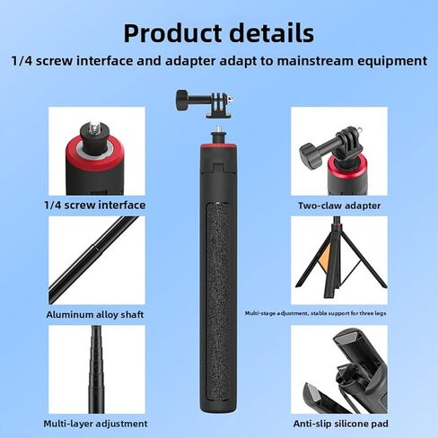 Keenso Action Camera Tripod Extendable Selfie Stick with Wireless Remote, 4 Levels Adjustment, 360 Ball Head Camera Tripod for Action 4, Fit for Pocket 3 (1.6m/63in) in Saudi Arabia