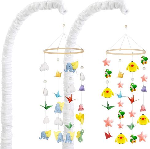 Tatuo 2 Pieces Nursery Crib Mobile Arm Cover Baby Crib Mobile Bed Bell Holder Cover Infant Music Box Toy Holder Cover Wind Chime Bracket Fabric Cover for Crib Mobile Arm DIY Mobile (White) in Saudi Arabia