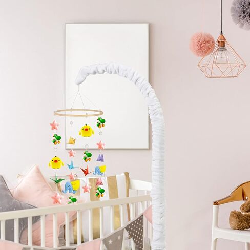 Tatuo 2 Pieces Nursery Crib Mobile Arm Cover Baby Crib Mobile Bed Bell Holder Cover Infant Music Box Toy Holder Cover Wind Chime Bracket Fabric Cover for Crib Mobile Arm DIY Mobile (White) in Saudi Arabia