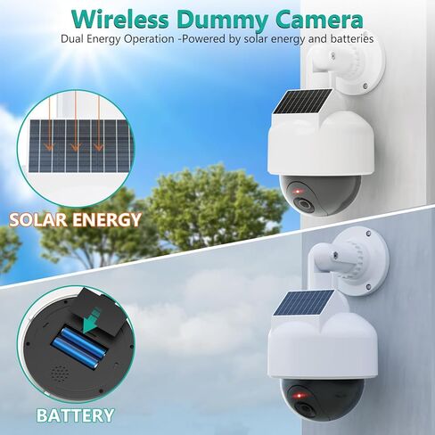 WALI Bundle – 2 Items: 1 Solar White Fake Dummy Camera，4 Solar Black Fake Dummy Cameras（DOW-SOL+SOL-TCB4） in Saudi Arabia