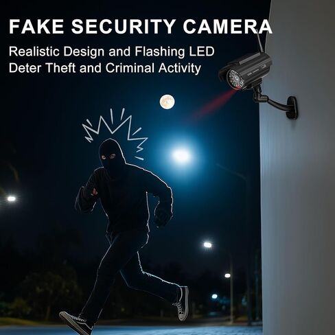 WALI Bundle – 2 Items: 1 Solar White Fake Dummy Camera，4 Solar Black Fake Dummy Cameras（DOW-SOL+SOL-TCB4） in Saudi Arabia