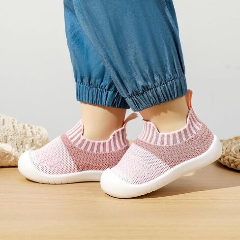 Baby Shoes Boys Girls First Walking Shoes Kids Lightweight Breathable Toddler Slip On Indoor Floor Slipper Cotton Mesh Sneakers in Kuwait