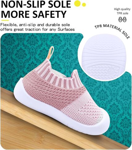 Baby Shoes Boys Girls First Walking Shoes Kids Lightweight Breathable Toddler Slip On Indoor Floor Slipper Cotton Mesh Sneakers in Kuwait