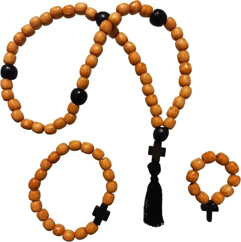 3 قطع من حبل الصلاة الأرثوذكسي المسيحي الخشبي Chotki 50 عقدة خشبية متقاطعة للصلاة باللون الأبيض in Kuwait