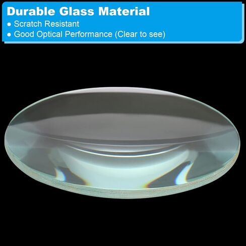 8" (200mm) Focal Length Double Convex Lens, 75mm Diameter 7.3mm Height Glass Optically Polished Round Edges Lens for Physics Experiment, Clear in Saudi Arabia