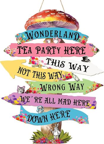 Alice in Wonderland Decor for Party Wooden Arrow Sign Accessories | Wonderland Princess Birthday Decorations Tea Party Props Accessorie Colorful Direction Arrow Wall Hanging for Indoor Outdoor in Saudi Arabia