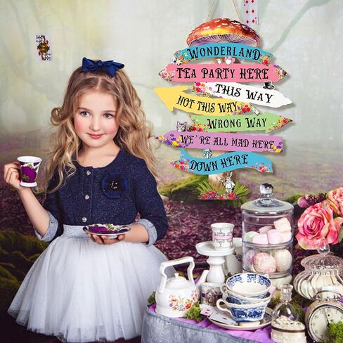 Alice in Wonderland Decor for Party Wooden Arrow Sign Accessories | Wonderland Princess Birthday Decorations Tea Party Props Accessorie Colorful Direction Arrow Wall Hanging for Indoor Outdoor in Saudi Arabia
