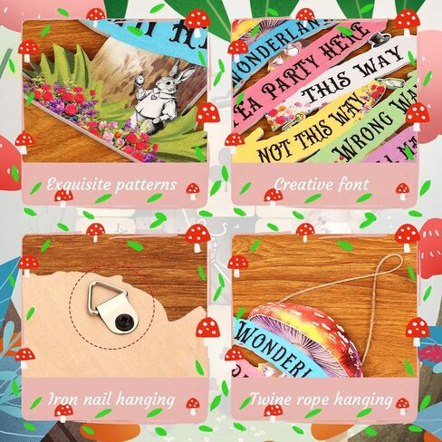 Alice in Wonderland Decor for Party Wooden Arrow Sign Accessories | Wonderland Princess Birthday Decorations Tea Party Props Accessorie Colorful Direction Arrow Wall Hanging for Indoor Outdoor in Saudi Arabia