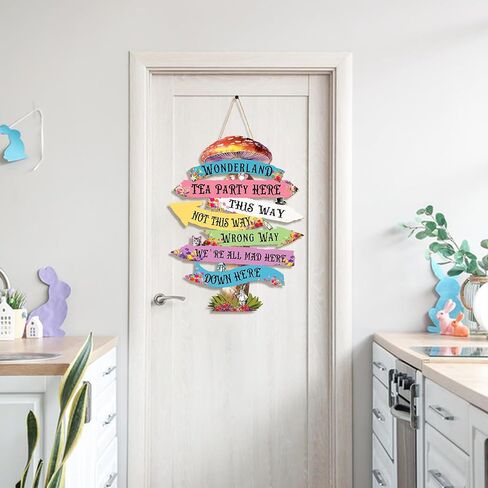 Alice in Wonderland Decor for Party Wooden Arrow Sign Accessories | Wonderland Princess Birthday Decorations Tea Party Props Accessorie Colorful Direction Arrow Wall Hanging for Indoor Outdoor in Saudi Arabia