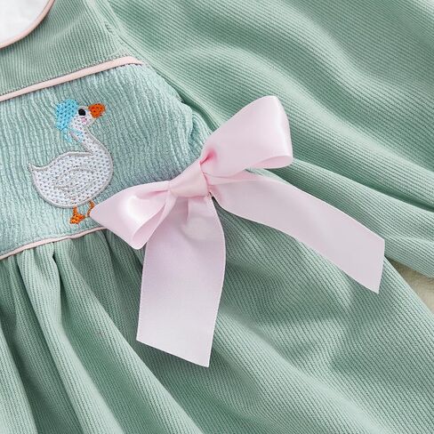 Toddler Baby Girl Silly Goose Smocked Dress Long Sleeve Fall Dresses Cute Little Girls Princess Goose Outfit in Saudi Arabia