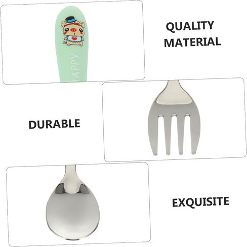 1Set Portable Cutlery Set Stainless Steel Spoon Fork for Cartoon Design with Storage Box Easy to Clean Tableware for Boys in Saudi Arabia