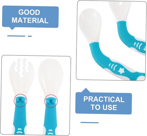 BESPORTBLE 1Set Utensil Flexible Spoon Fork Ergonomic Design for Food Grade Tpe Material Eating Accessory for Independent Learning in Saudi Arabia