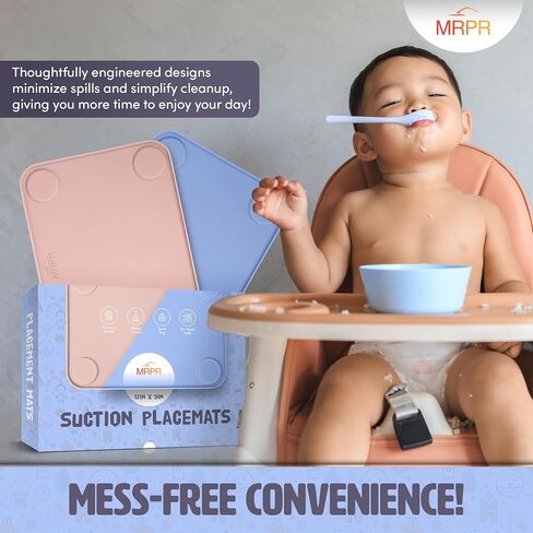 MRPR Silicone Suction Placemats for Kids – BPA-Free, Non-Slip, Dishwasher-Safe – Raised Edges, Travel Bags, Heat-Resistant – Mess-Free Mealtime for Home & On-The-Go in Saudi Arabia