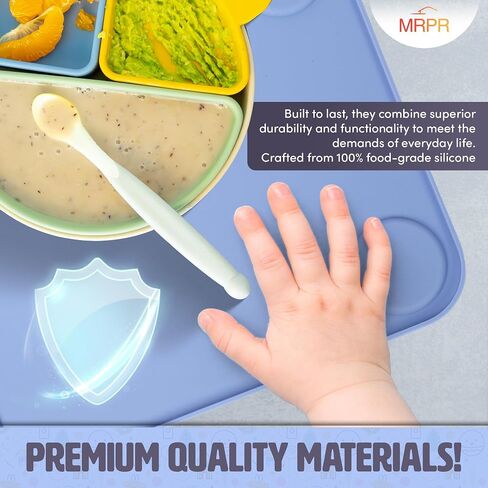 MRPR Silicone Suction Placemats for Kids – BPA-Free, Non-Slip, Dishwasher-Safe – Raised Edges, Travel Bags, Heat-Resistant – Mess-Free Mealtime for Home & On-The-Go in Saudi Arabia